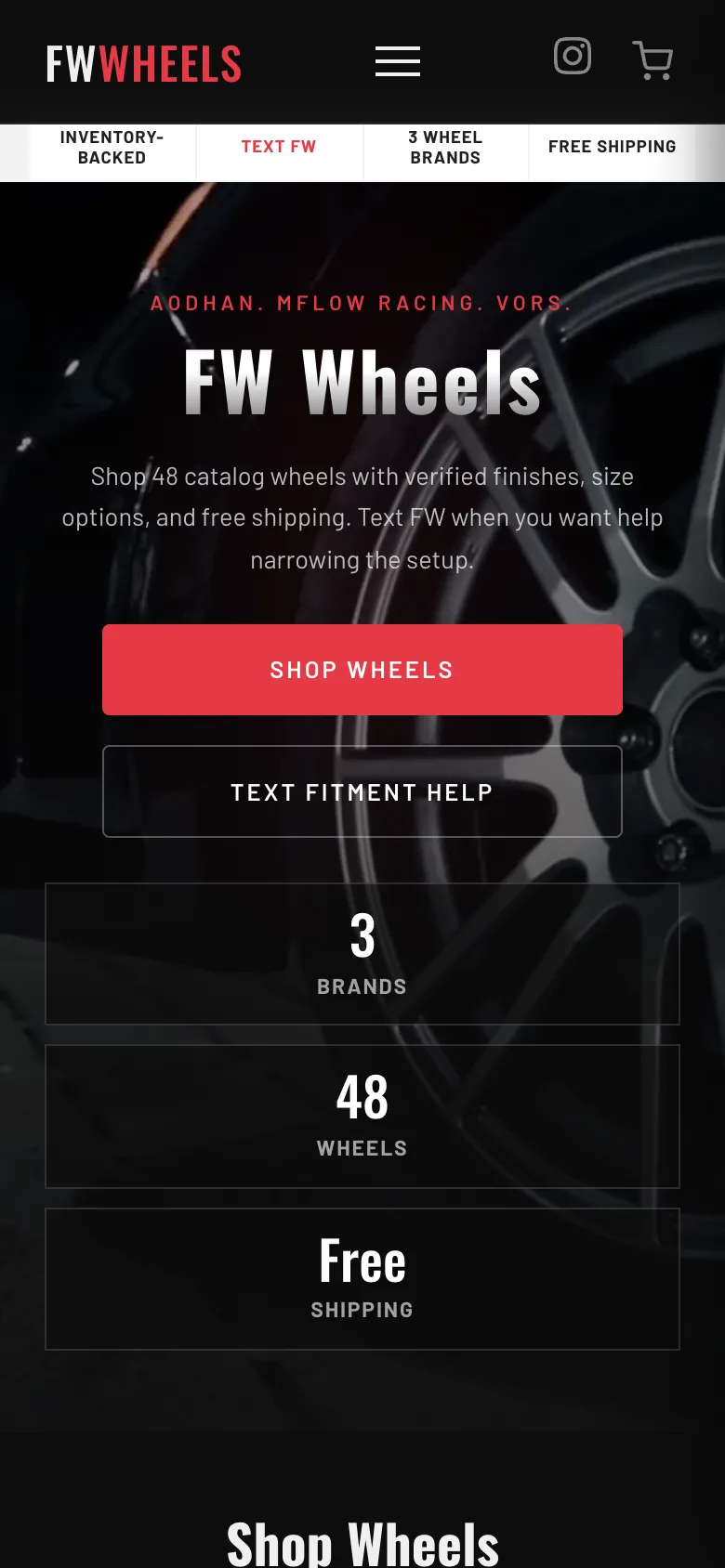 The live fwwheelz.com on a phone
